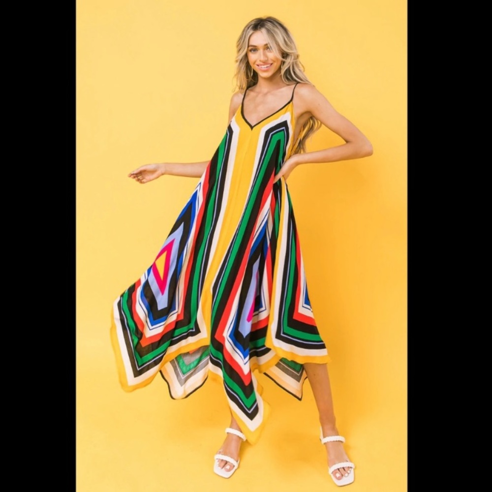 Jealous Tomato Someone You Loved Hanky Colorful Scarf Dress Size S